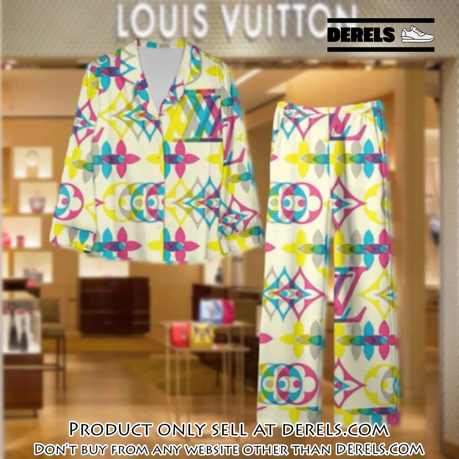 Trending luxury lv satin pajama set pjs1100 dr3427702